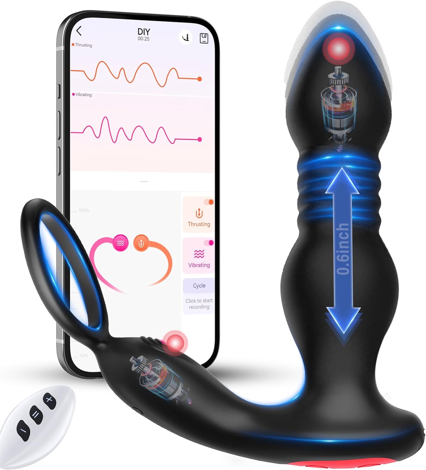 ProThruster Elite: 7-Mode Prostate & Perineum Stimulator with Dual Cock Ring