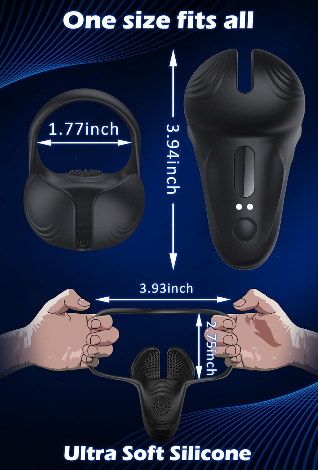 AMOVIBE FlexiVibe: 10-Mode Silicone Couples Enhancer - Waterproof Perineum & Testicle Stimulator